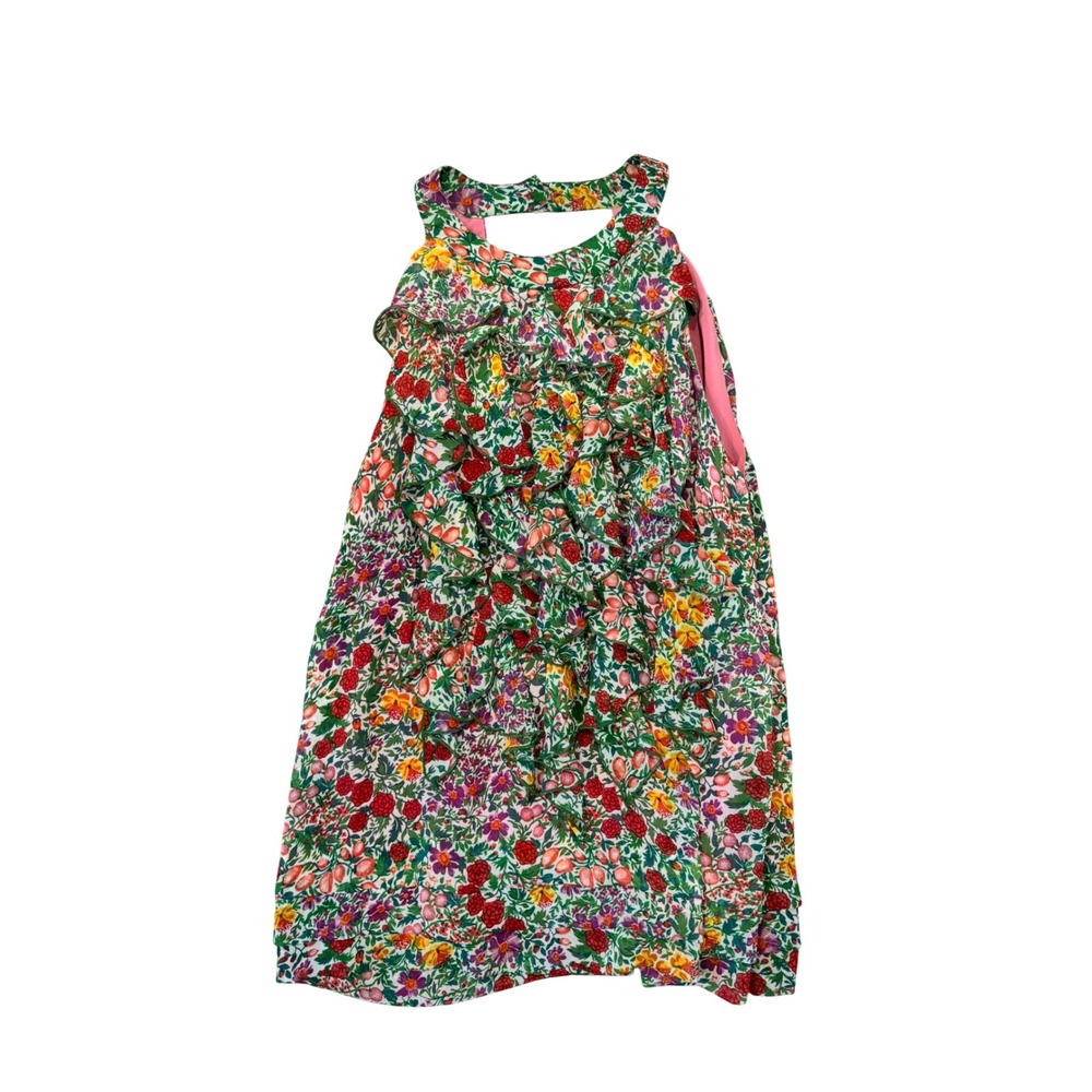 ECI New York Floral Ruffle Halter Top Pink Green Berry Print Sleeveless Blouse 2
